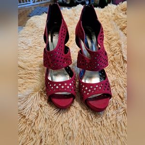 Red velvet heels size 8.5
